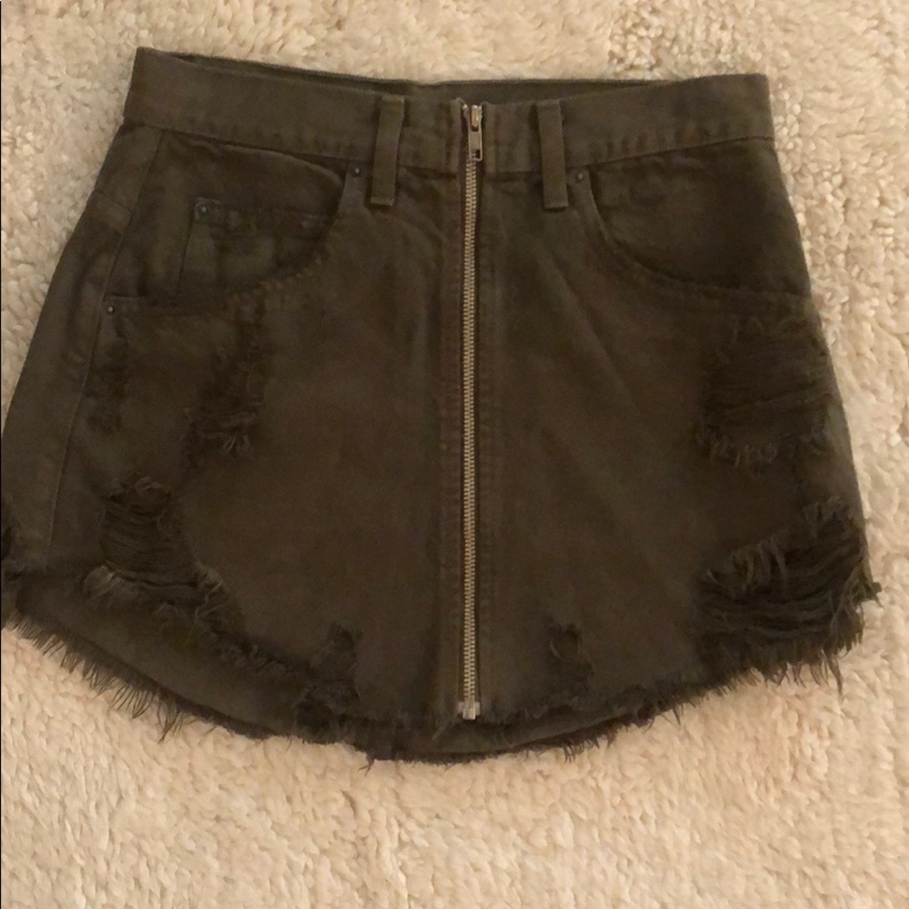 Carmar denim zip up skirt
